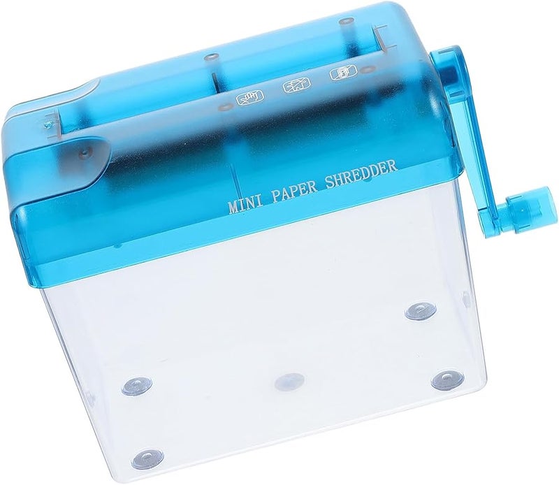 Manual Hand Crank Paper Shredder Portable with Wastebasket for Home Office School Documents Bills - Image 1